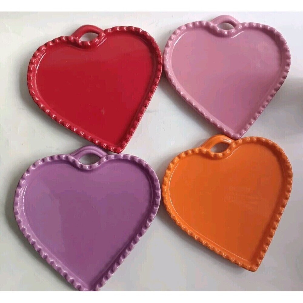 Williams Sonoma Ceramic Heart Shaped Dishes And Cup Set Of 12 Rainbow Colors - Picture 7 of 16